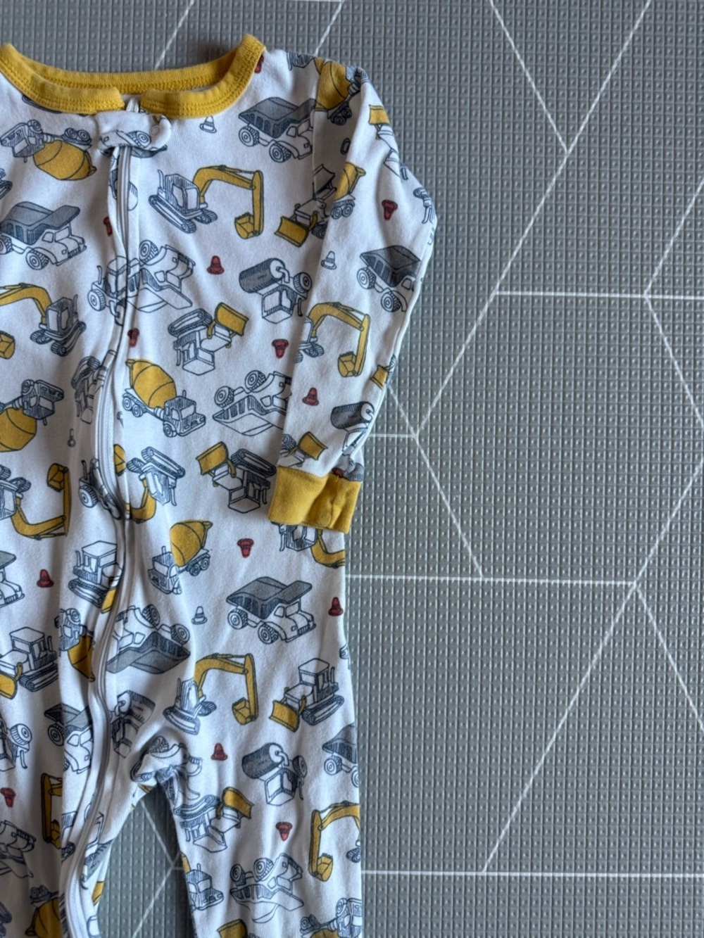 Carters|Baby boy/toddler footie pajamas,novelty Construction Print-White/Yellow